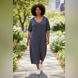 J. Jill WearEver Collection Women’s Gray V-Neck Short Sleeve Dress Size 2X